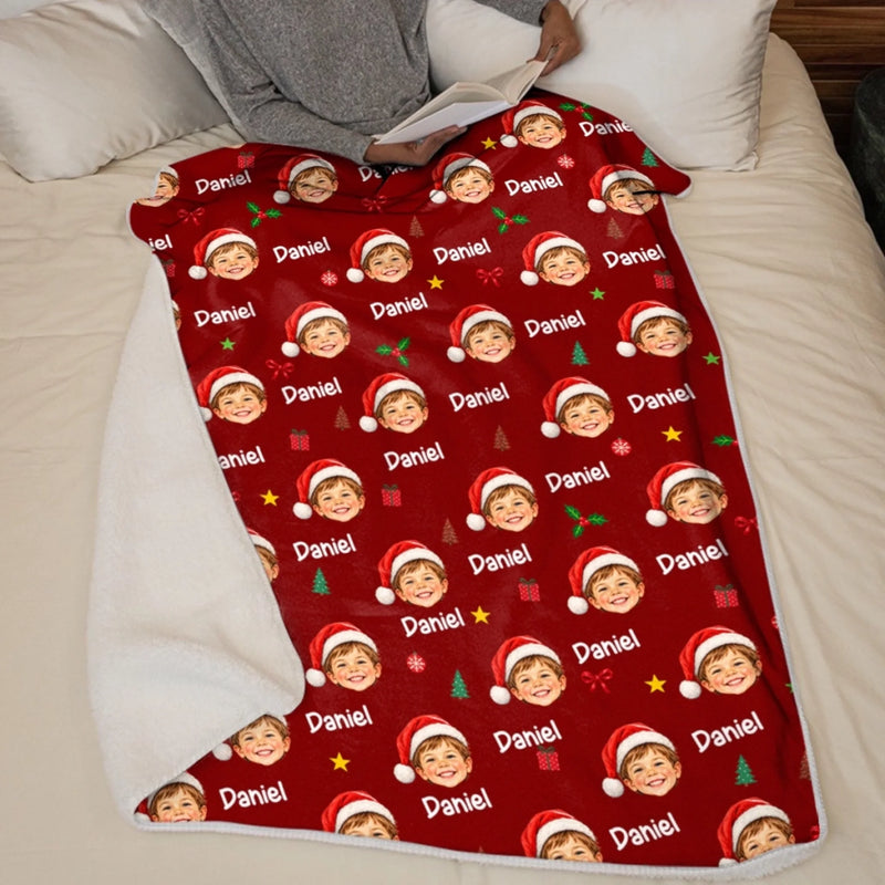 Custom Photo Name Christmas Gifts for Kids - Personalized Blanket