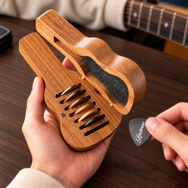 Custom Name Guitarist Gifts for Kids - Personalized Guitar Pick Holder Case