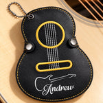 Custom Name Guitar Gifts for Guitarists - Personalized Guitar-Shaped Picks Storage Case
