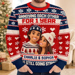 Custom Photo Annoying Each Other Christmas Gifts For Couples - Personalized Ugly Sweatshirt