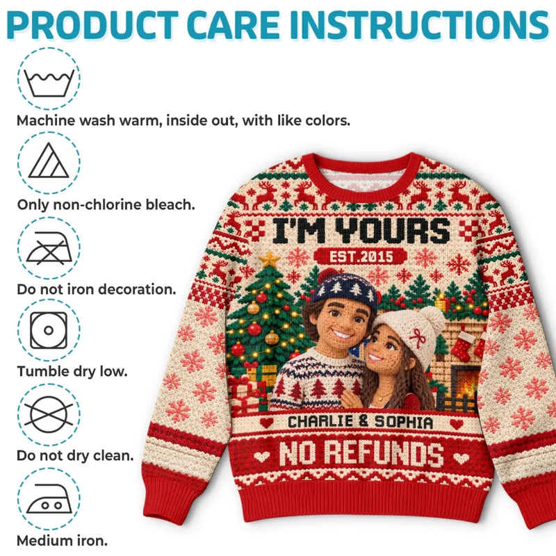 Custom Photo Funny Christmas Couple Gifts For Husband And Wife, Him And Her - Personalized Ugly Sweatshirt
