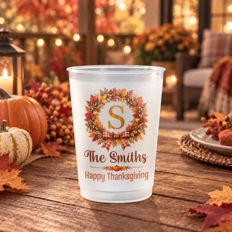 Custom Family Name Thanksgiving Gifts - Personalized Plastic Cups