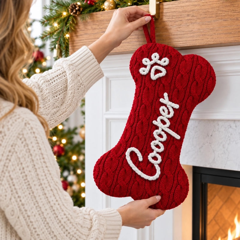 Custom Name Christmas Pet Gifts For Dog Lovers - Personalized Christmas Bone Stockings