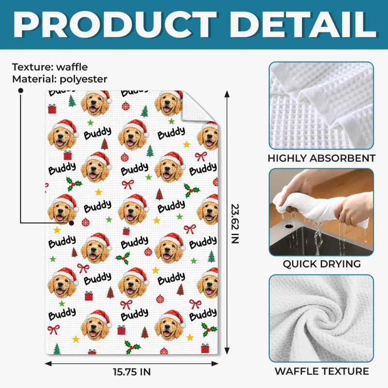 Custom Pet Photo Festive Gifts For Dog And Cat Lovers - Personalized Kitchen Towel
