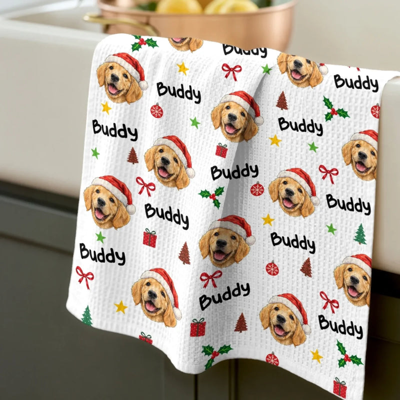 Custom Pet Photo Festive Gifts For Dog And Cat Lovers - Personalized Kitchen Towel