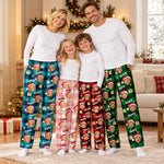 Custom Photo Santa Face Buffalo Plaid Family Christmas Gifts - Personalized Pajama Pants