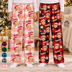 Custom Photo Santa Face Buffalo Plaid Family Christmas Gifts - Personalized Pajama Pants