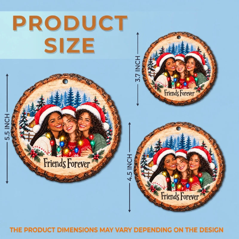 Custom Photo Christmas Gifts for Sisters and Besties - Personalized Wooden Ornament