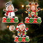 Custom Photo Name Baby Santa Christmas Gifts - Personalized Acrylic Ornament