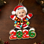 Custom Photo Name Baby Santa Christmas Gifts - Personalized Acrylic Ornament