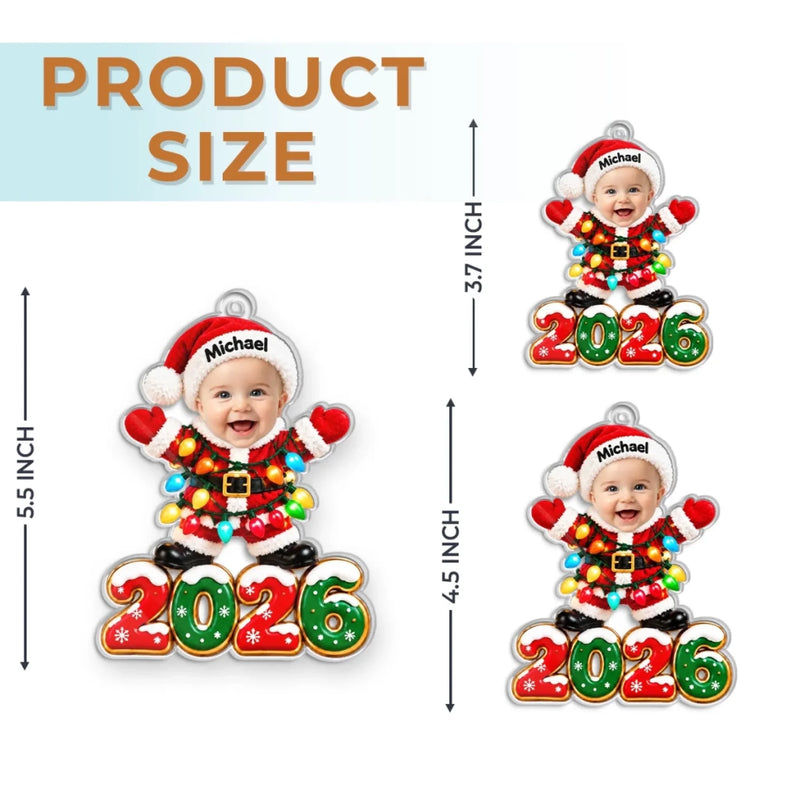 Custom Photo Name Baby Santa Christmas Gifts - Personalized Acrylic Ornament