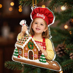 Custom Photo Gingerbread Baking Christmas Gifts for Kids - Personalized Acrylic Ornament