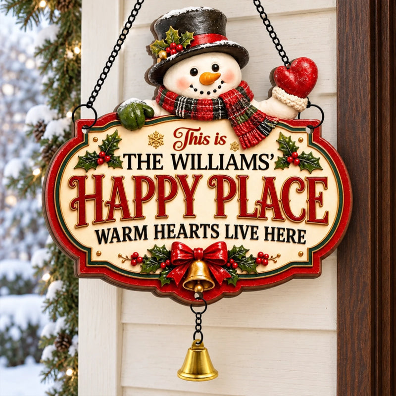 Custom Name Christmas Family Gifts - Personalized Wood Sign With Jingle Bell