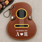 Custom Initials Guitar Lover Gift - Personalized Guitar-Shaped Picks Storage Case