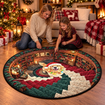 Custom Photo Dog Christmas Reading Nook Gifts For Pet Lovers - Personalized Quilted Round Mat