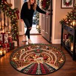 Custom Pet Photo Christmas Bookshelf Gifts For Pet Lovers - Personalized Quilted Round Mat