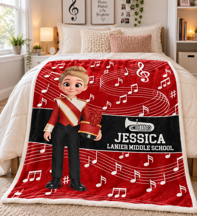 Custom Name Marching Band Gifts For Kids - Personalized Blanket