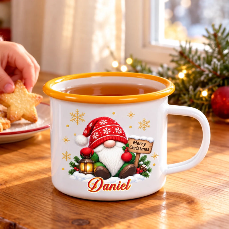 Custom Name Christmas Character Gifts for Family - Personalized Orange Enamel Mug