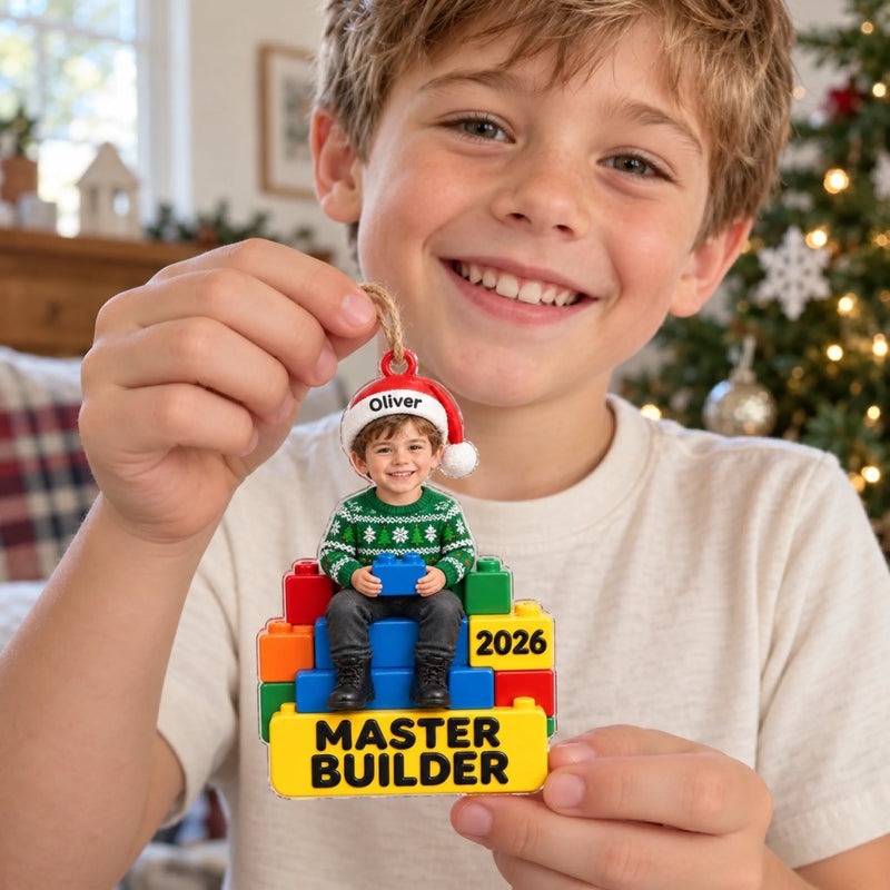 Custom Photo Master Builder Christmas Gifts for Kids - Personalized Acrylic Ornament