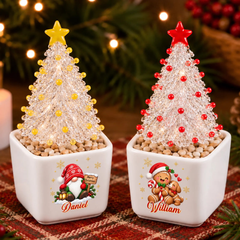 Custom Name Christmas Tree Characters Keepsake - Personalized Glass Everlasting Christmas
