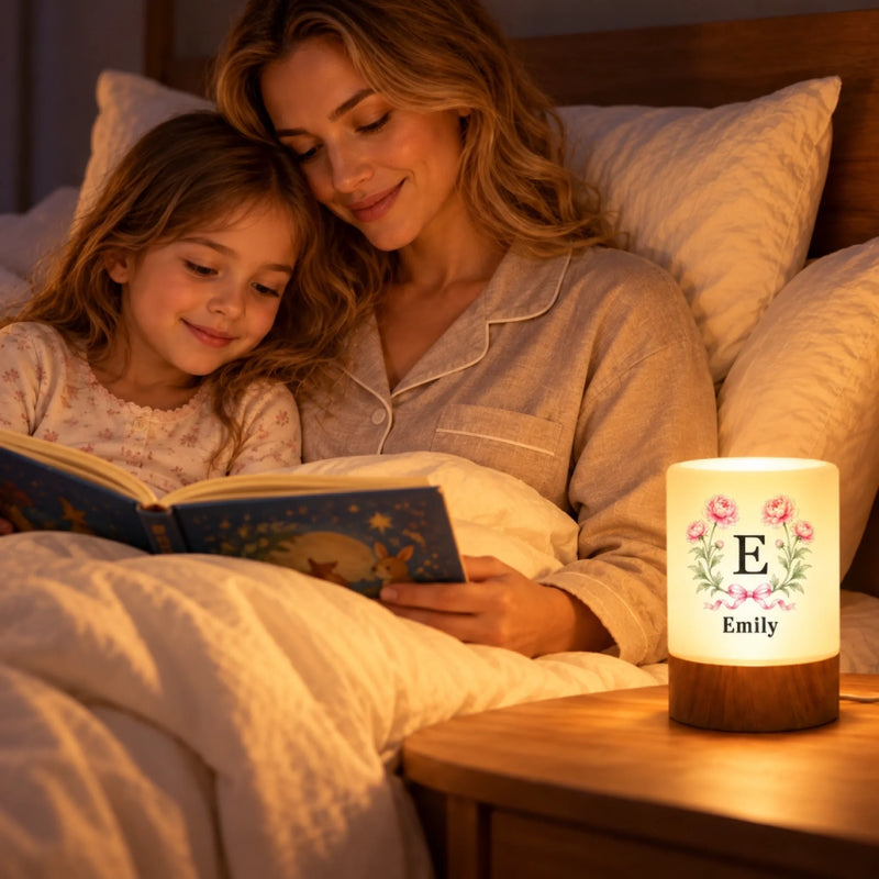 Custom Name Floral Initial Decor Gifts For Women - Personalized Dimmable Touch Night Light