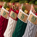 Custom Name Initial Christmas Gifts for Family - Personalized Leather Patch Stockings