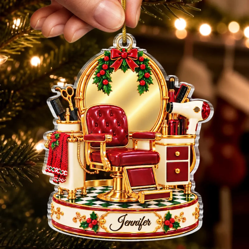 Custom Name Salon Chair Christmas Gifts For Women - Personalized Acrylic Ornament