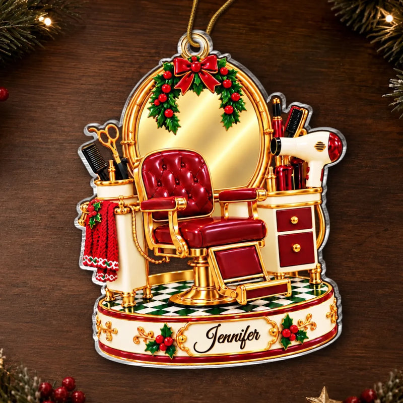Custom Name Salon Chair Christmas Gifts For Women - Personalized Acrylic Ornament