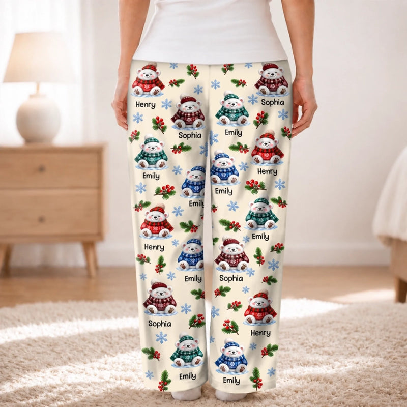 Custom Name Christmas Teddy Bear Gifts For Grandma And Grandpa - Personalized Pajamas Pants