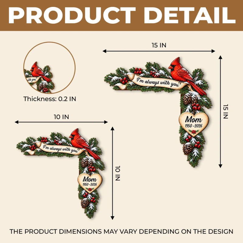 Custom Memorial Cardinal Christmas Decor - Personalized Wooden Door Topper