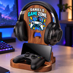 Custom Name Gamer Gifts for Men - Personalized Wooden Headset Stand
