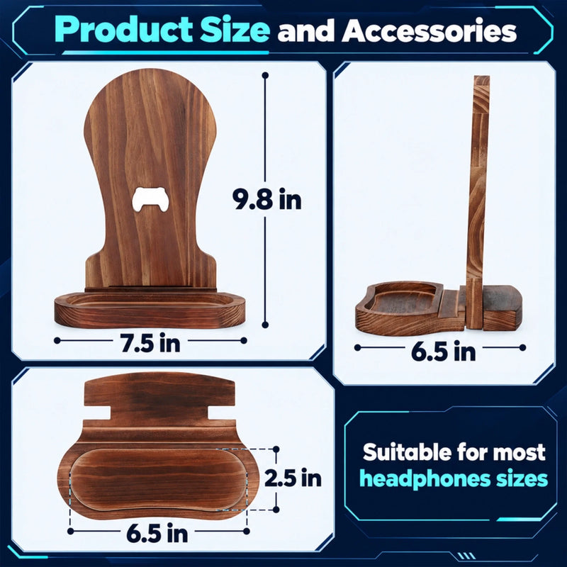 Custom Name Gaming Gifts for Gamers - Personalized Wooden Headset Stand