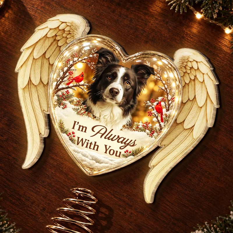 Custom Pet Photo Memorial Christmas Decor - Personalized LED Tree Topper
