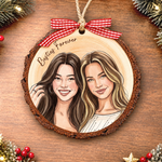 Custom Photo Best Friends Sisters Forever Gifts For Besties, Sisters, Best Friends - Personalized Wood Slice Ornament
