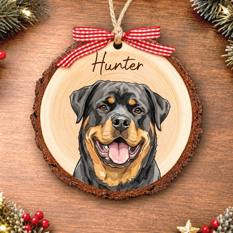 Custom Photo Pet Portrait Dog Cat Lover Gifts For Pet Lovers - Personalized Wood Slice Ornament