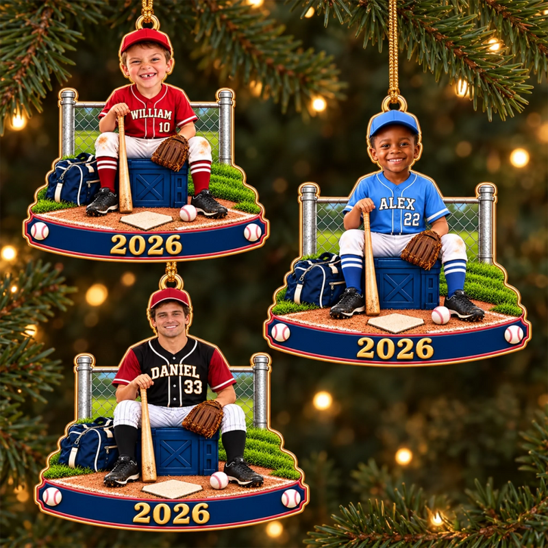 Custom Photo Baseball Christmas Gifts for Players - Personalized Acrylic Ornament