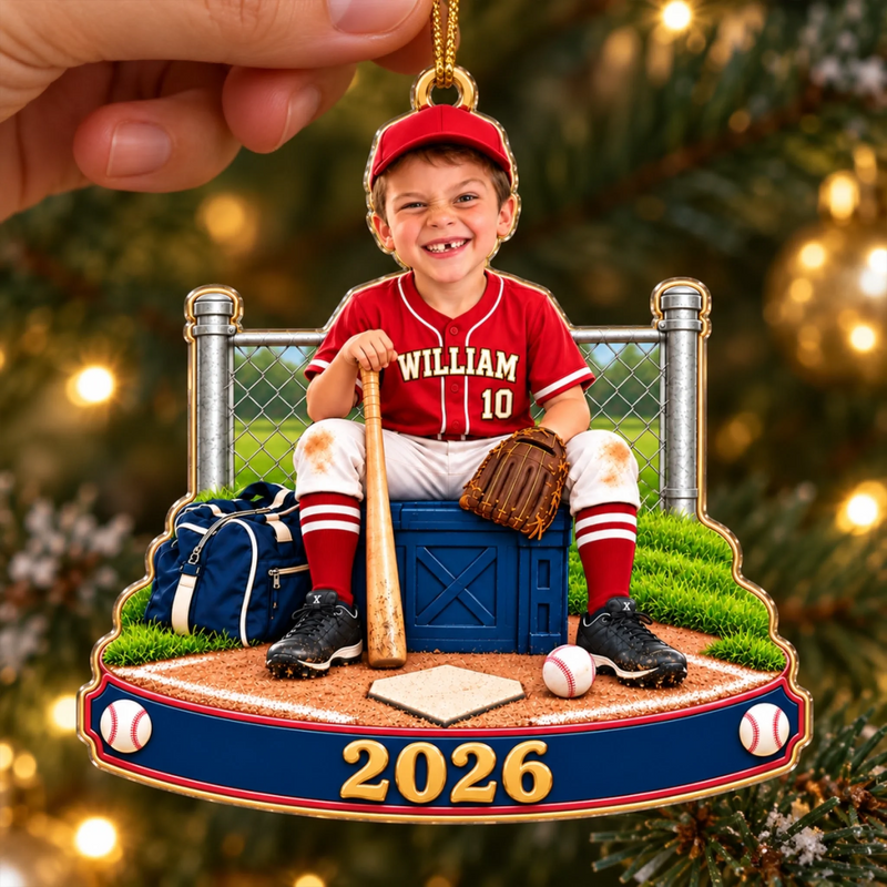 Custom Photo Baseball Christmas Gifts for Players - Personalized Acrylic Ornament