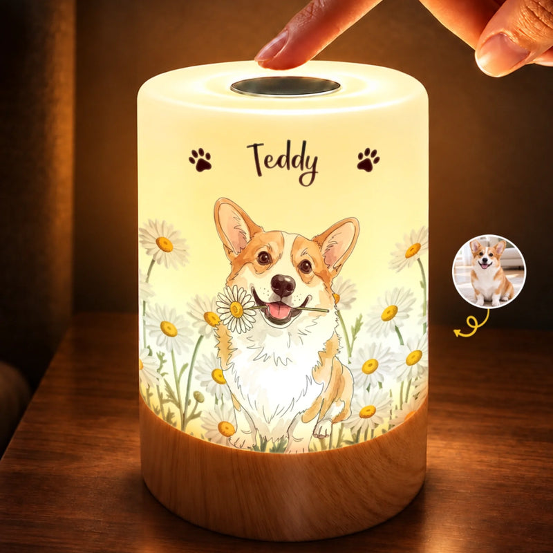 Custom Pet Photo Dog and Cat Gifts for Pet Lovers - Personalized Dimmable Touch Night Light