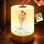 Custom Photo First Christmas Wedding Gifts for Newlyweds - Personalized Dimmable Touch Night Light