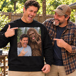 Custom Photo Bigfoot Selfie Funny Prank Gifts For Men And Women - Personalized Crewneck Pullover Sweatshirt