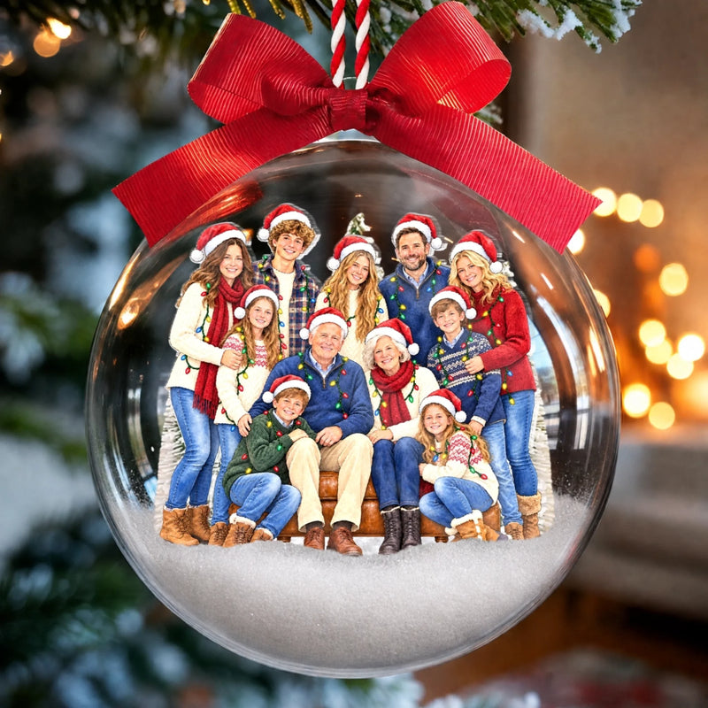 Custom Family Photo Christmas Gifts - Personalized 3D Acrylic Ball Ornament