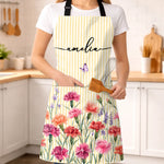 Custom Name Pastel Butterfly Floral Gifts For Women And Kids - Personalized Apron With Pocket