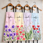 Custom Name Pastel Butterfly Floral Gifts For Women And Kids - Personalized Apron With Pocket