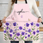 Custom Name Pastel Butterfly Floral Gifts For Women And Kids - Personalized Apron With Pocket