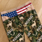 Custom Name Patriotic Deer Hunting Gifts For Men - Personalized Pajamas Pants