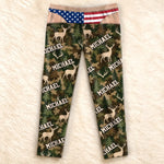 Custom Name Patriotic Deer Hunting Gifts For Men - Personalized Pajamas Pants