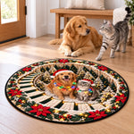 Custom Family Photo Christmas Tree Celebration Decor - Personalized Quilted Round Mat