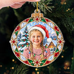 Custom Photo Santa Hat Christmas Keepsakes Gifts For Kids - Personalized Acrylic Ornament
