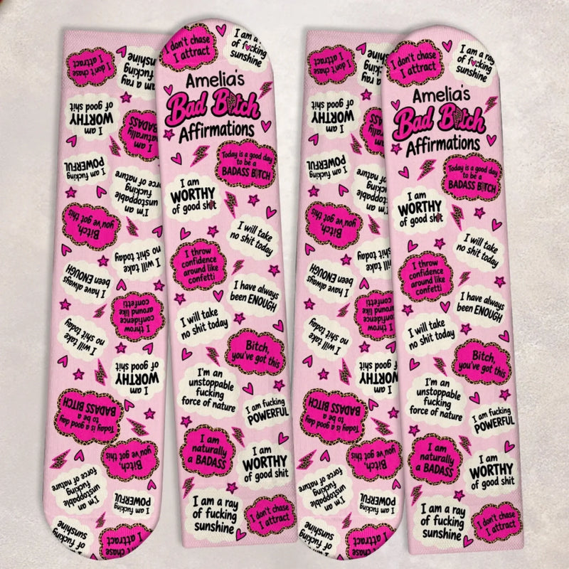 Custom Sassy Affirmation Gifts for Women - Personalized Crew Socks
