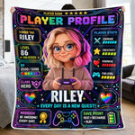 Custom Photo Name Gamer Profile Gifts for Kids - Personalized Blanket